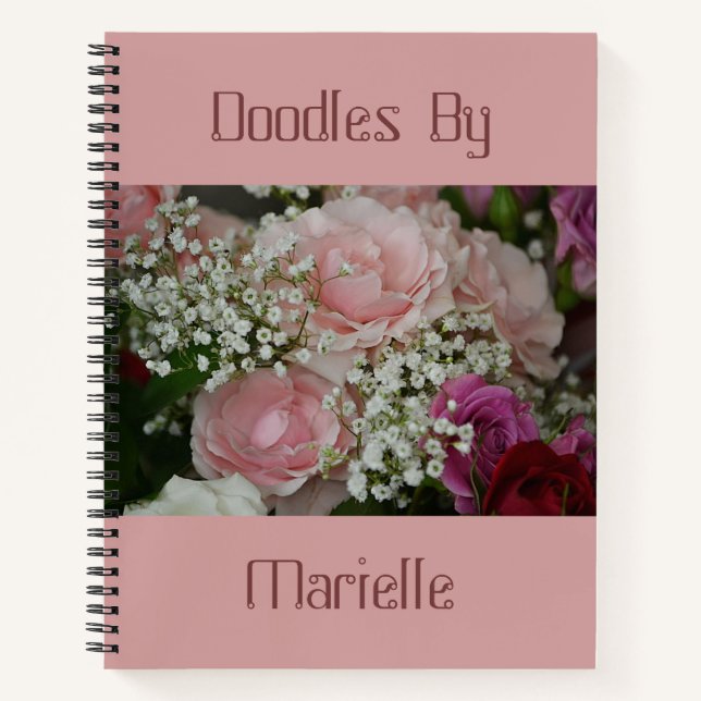 Rose und Gipskraut - Sketchbook Notizbuch (Vorderseite)