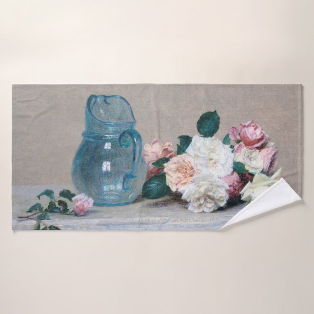 Rose und Glass Jug, Henri Fantin-Latour Badehandtuch (Badehandtuch)
