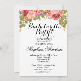 Rose und Glitzer Junggeselinnen-Abschied Einladung
