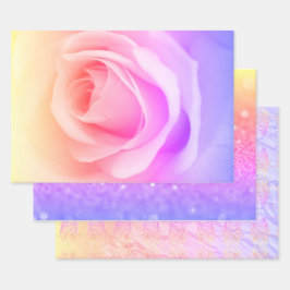 Rose- und Glitzer-Umschlagpapier Geschenkpapier Set