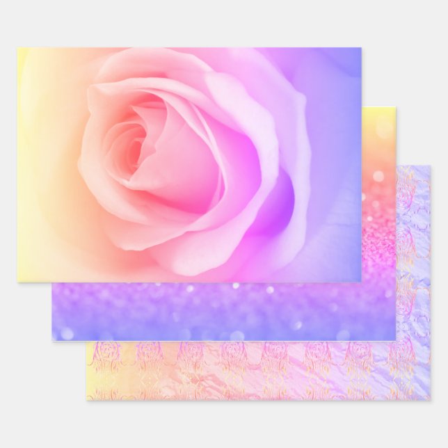 Rose- und Glitzer-Umschlagpapier Geschenkpapier Set (Set)