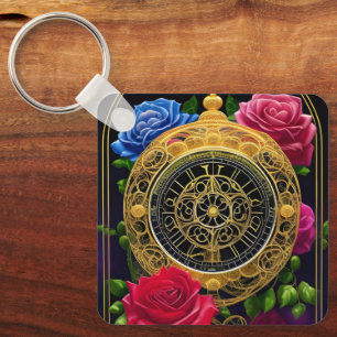 Rose und Goldene Filigree Schlüsselanhänger
