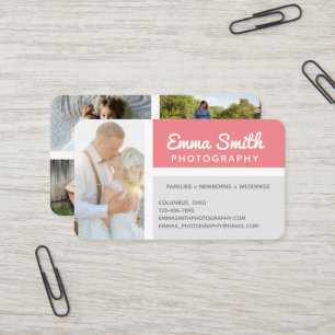 Rose und Graufotografie-Fotos Logo Personalisiert Visitenkarte