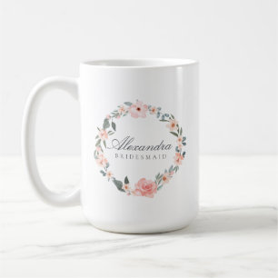Rose und Grünflächen Wasserfarbe Blumenstrauß Kaffeetasse