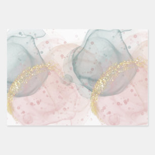 Rose- und Grünpapierblätter Geschenkpapier Set