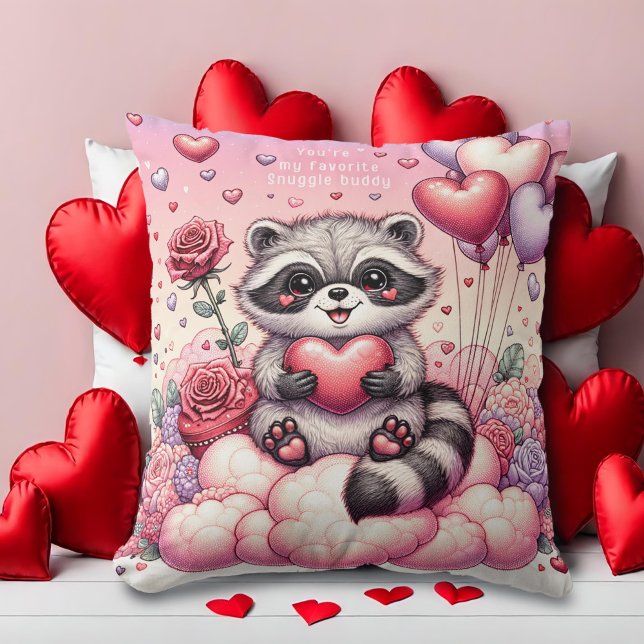 Rose und Herz Raccoon Kissen (Von Creator hochgeladen)