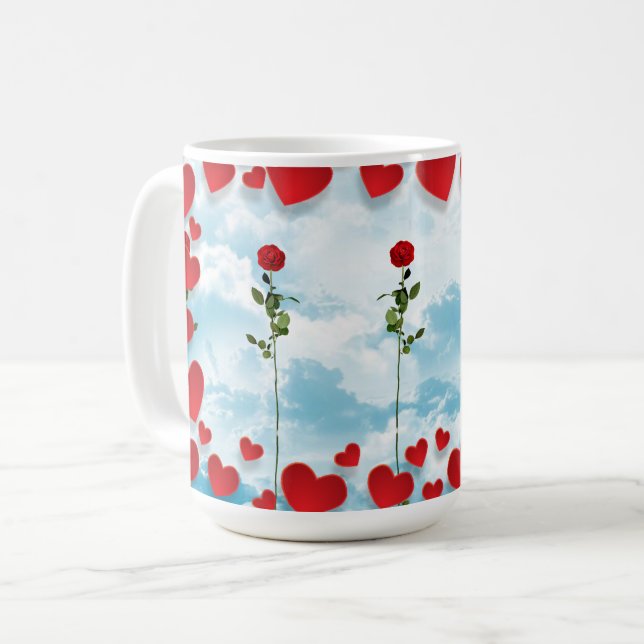 Rose und Herz Valentine Tasse (Vorderseite Links)