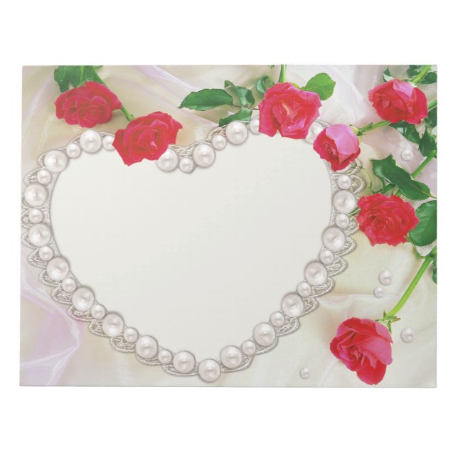 Rose und Herzen Hochzeiten Blumenzwiebeln Liebe Notizblock (Vorderseite)