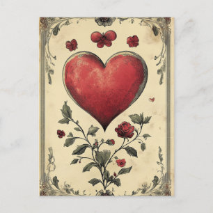 Rose und Herzen Vintager Valentinstag Postkarte