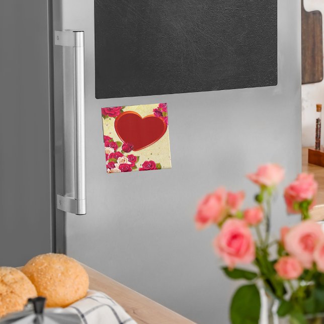 Rose und Herzrahmen hinzufügen Foto Magnet (Von Creator hochgeladen)
