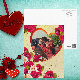 Rose und Herzrahmen hinzufügen Foto Postkarte