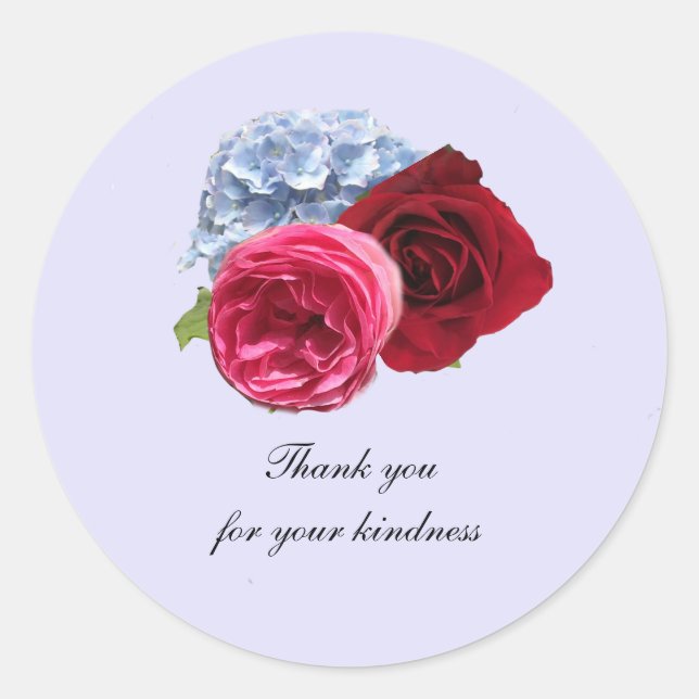 Rose und Hydrangea Vielen Dank Sticker (Vorderseite)
