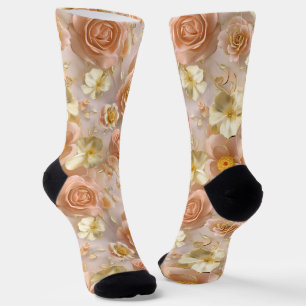Rose und ivorische Blume über den Dream-Hintergrun Socken