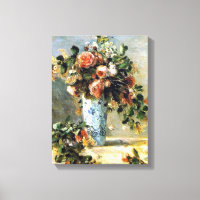 Rose und Jasmine in einem Delft Vase Renoir Kunst