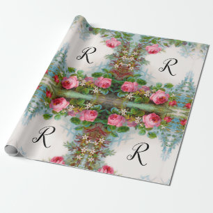 ROSE UND JASMINEN - BLUMENMONOGRAMM GESCHENKPAPIER
