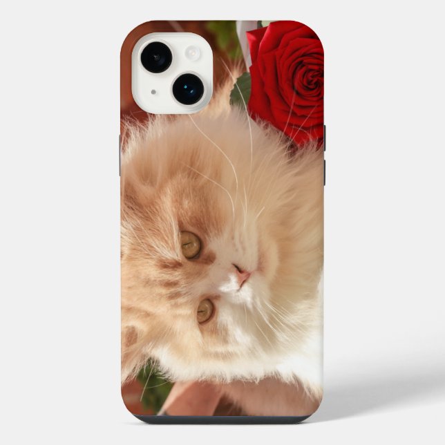 Rose und Katzentelefon 14 plus Hüllen iPhone Hülle (Rückseite)