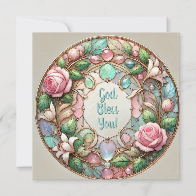 Rose und Kieselsteine Segnungen Feiertagskarte (Vorderseite)