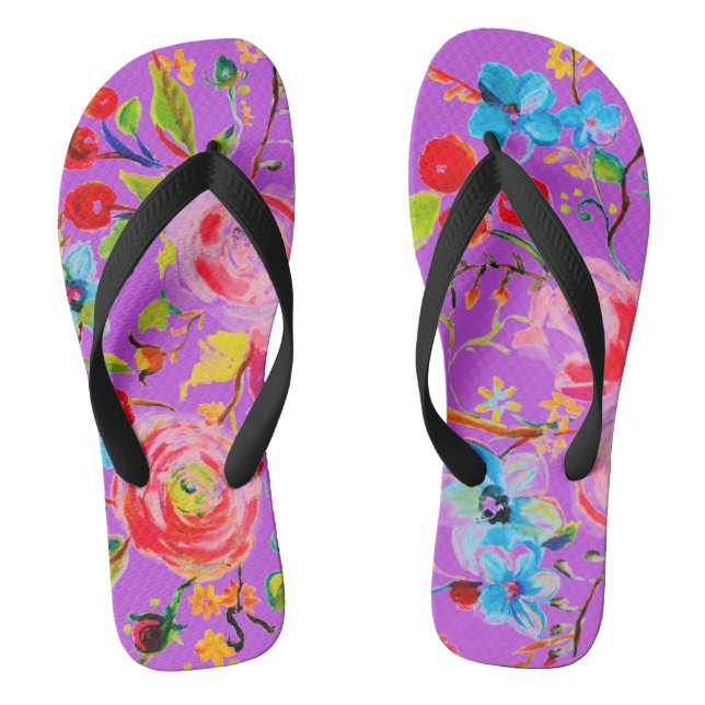 Rose und Kirsche Lila Flip Flops (Fußbett)
