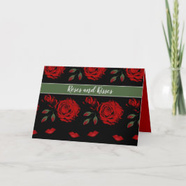 Rose und Kisses Elegante Rote Rosen Karte