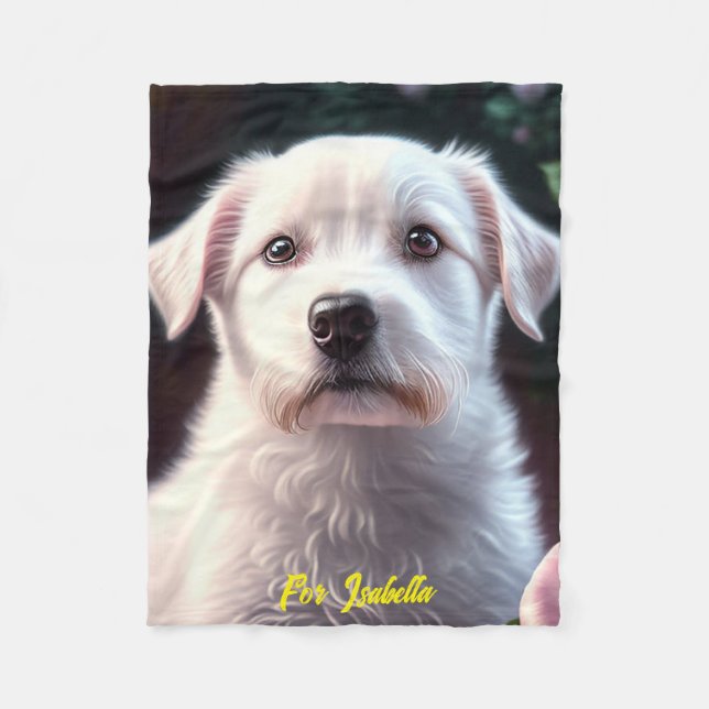 Rose und kleine Hundesammlung Fleecedecke (Vorderseite)