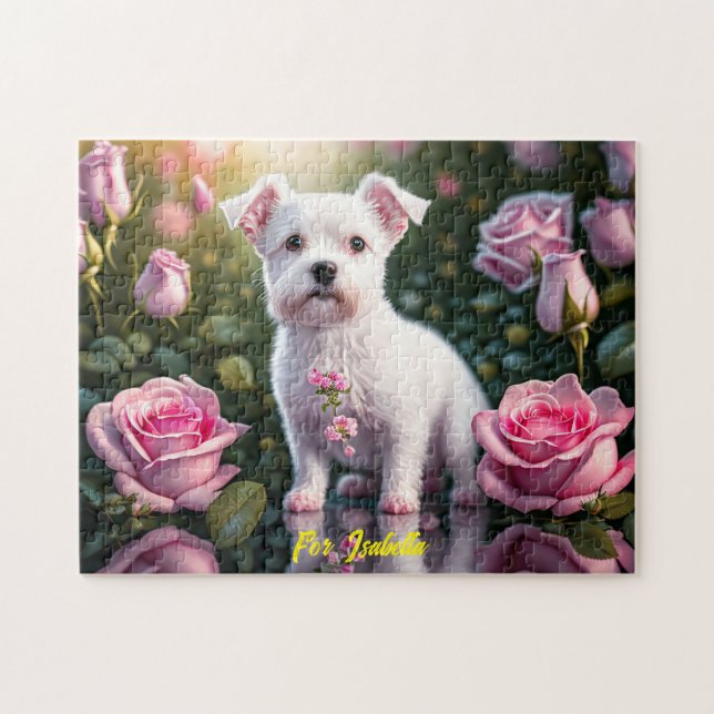 Rose und kleine Hundesammlung Puzzle (Horizontal)