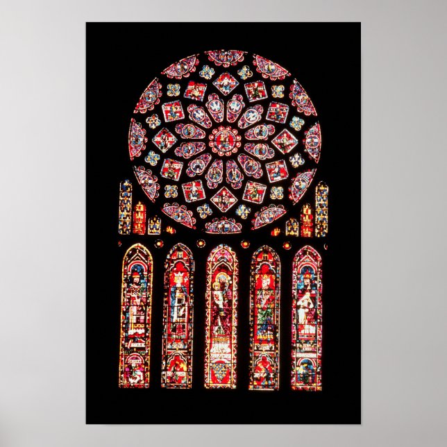 Rose und Lancetfenster von der Nordwand Poster (Vorne)