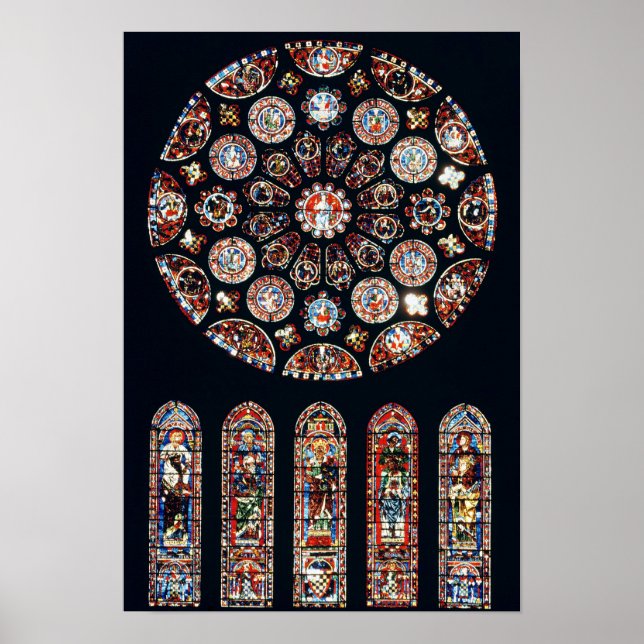 Rose und Lancetfenster von der Südwand Poster (Vorne)