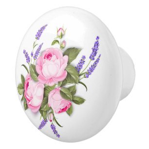 Rose und Lavendel-Keramik Keramikknauf