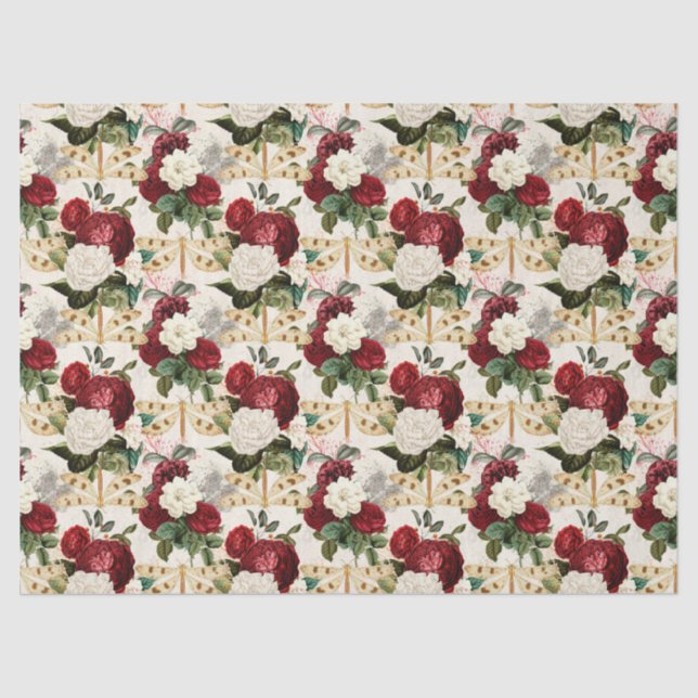 Rose und Libellen (Design 10) Seidenpapier (Vorderseite)