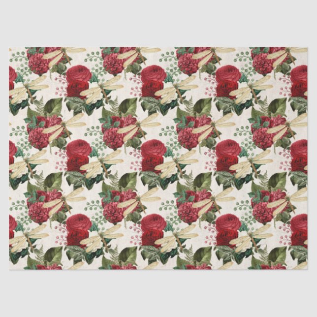 Rose und Libellen (Design 11) Seidenpapier (Vorderseite)