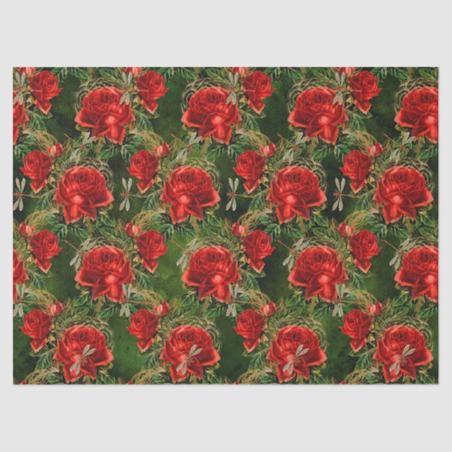 Rose und Libellen (Design 12) Seidenpapier (Vorderseite)