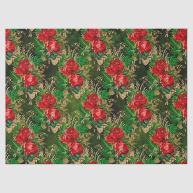 Rose und Libellen (Design 13) Seidenpapier (Vorderseite)