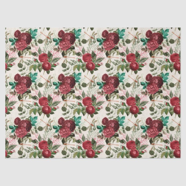 Rose und Libellen (Design 14) Seidenpapier (Vorderseite)
