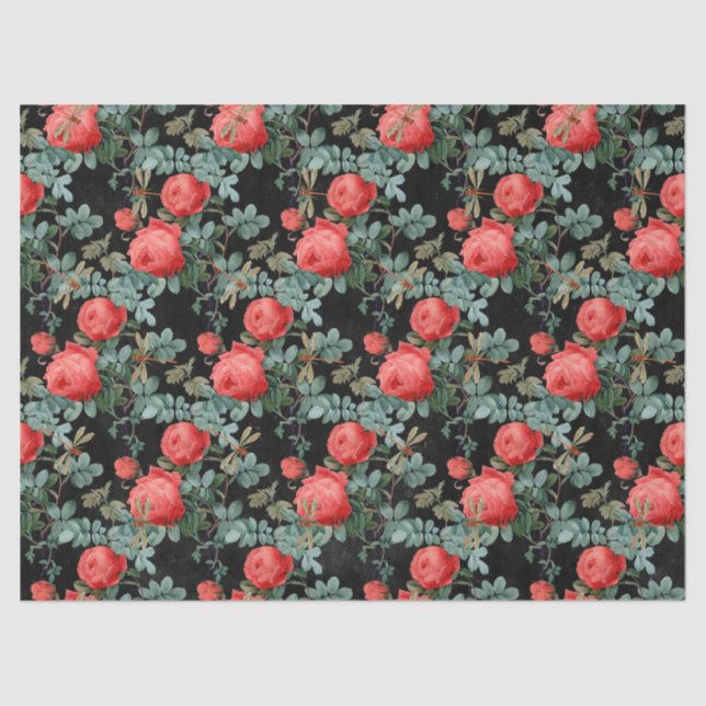 Rose und Libellen (Design 15) Seidenpapier (Vorderseite)