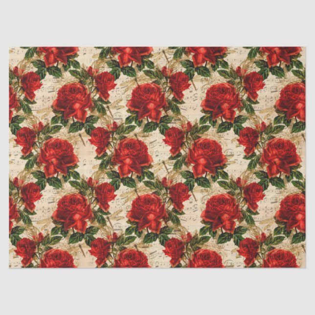 Rose und Libellen (Design 17) Seidenpapier (Vorderseite)