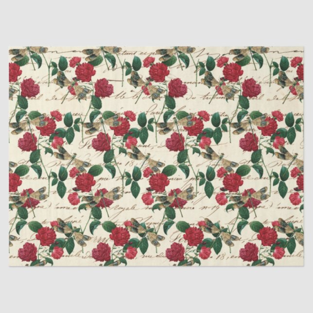 Rose und Libellen (Design 18) Seidenpapier (Vorderseite)