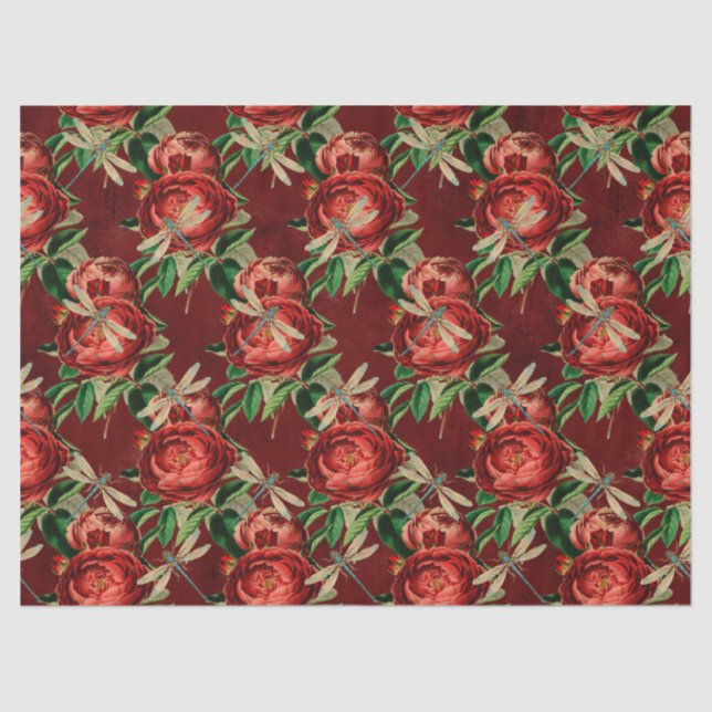 Rose und Libellen (Design 5) Seidenpapier (Vorderseite)