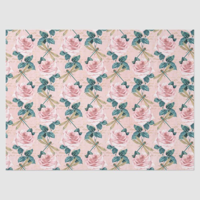 Rose und Libellen (Design 6) Seidenpapier (Vorderseite)