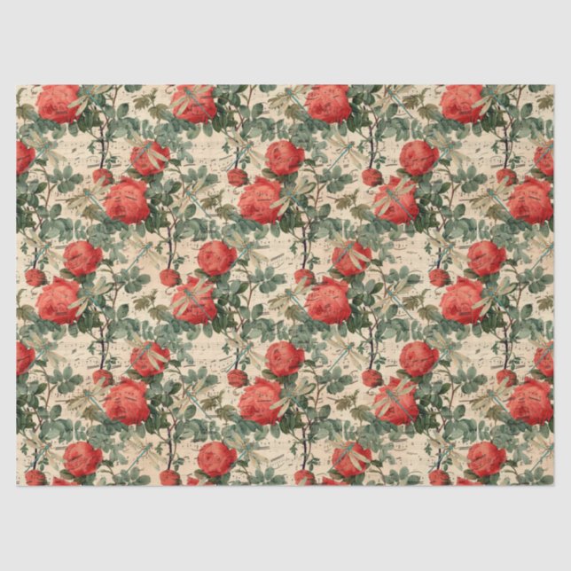 Rose und Libellen (Design 9) Seidenpapier (Vorderseite)