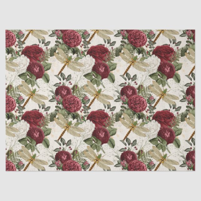 Rose und Libellen Seidenpapier (Vorderseite)