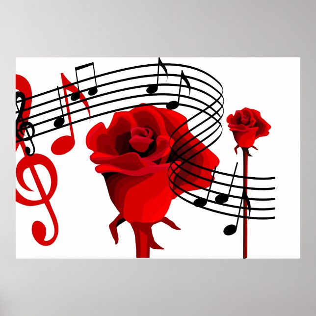 Rose- und Liebe-Musikposter Poster (Vorne)