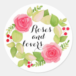 Rose und Liebhaber Klassischer Rundaufkleber Runder Aufkleber