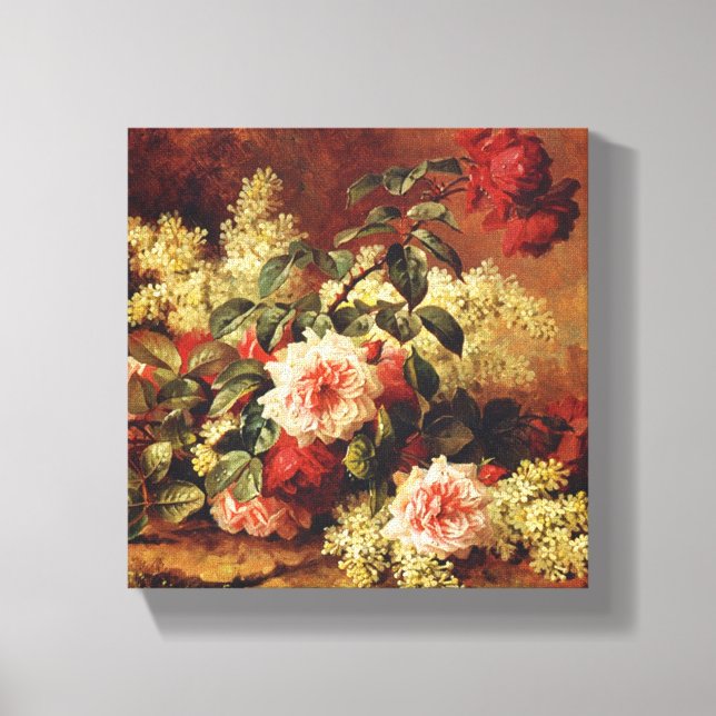 Rose und Mahogany von de Longpre Wrapped Canvas Leinwanddruck (Vorderseite)