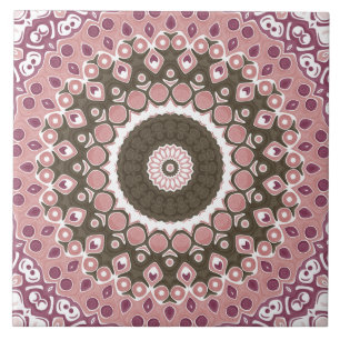 Rose und Mocha Mandala Muster Florale Geometrie Fliese