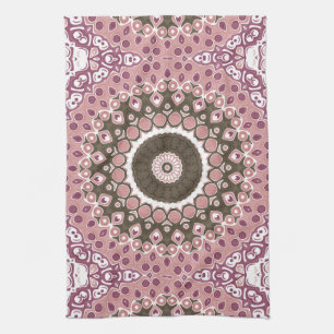 Rose und Mocha Mandala Muster Florale Geometrie Geschirrtuch