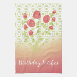 Rose und Muster Geschirrtuch