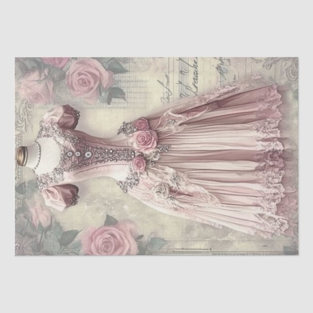 Rose und Nähen von Ephemera Seidenpapier (Vorderseite)