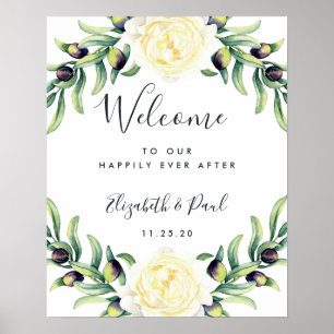 Rose und Oliven Hochzeitspender Poster