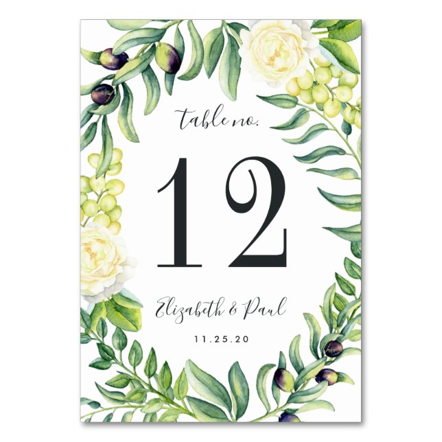 Rose und Oliven Hochzeitsstimmung Tischnummer (Vorderseite)