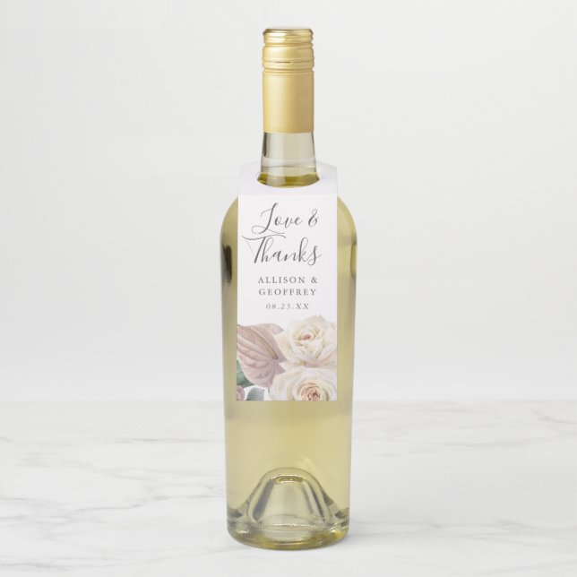 Rose und Orchideen Personalisiert Hochzeit Flaschenanhänger (Auf Flasche)